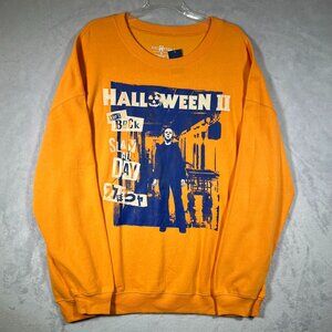 Universal Studios Sweatshirt Womens 2X Orange Halloween ll Michael Myers Horror